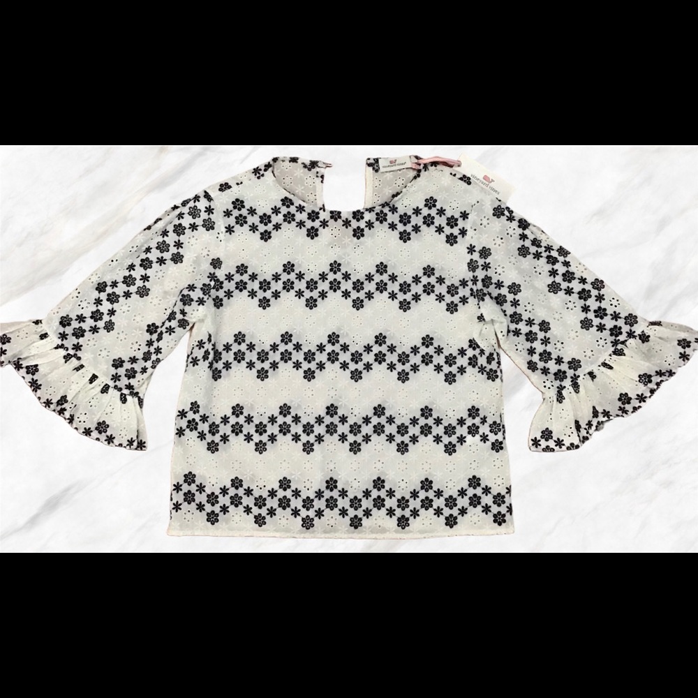 Vineyard Vines Ruffle Sleeve Woven Top - Picture 1 of 3
